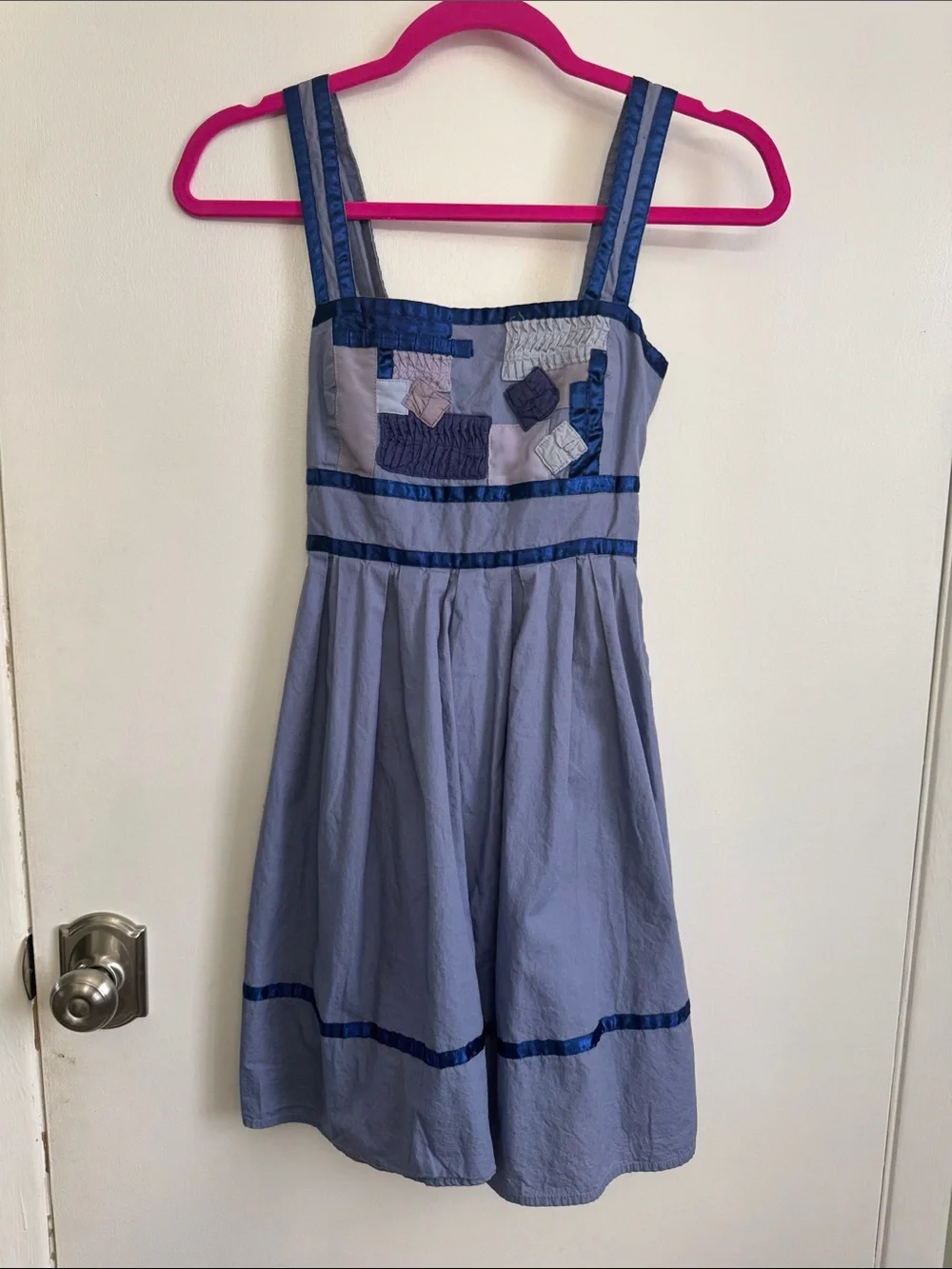 silence + noise Blue Patchwork Strap Dress
